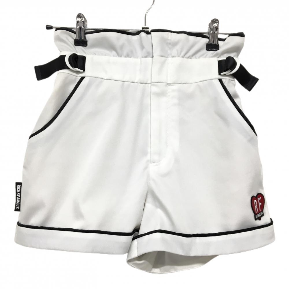 マークアンドロナ ショートパンツ 白×黒 RF  レディース 36(S) ゴルフウェア MARK＆LONA