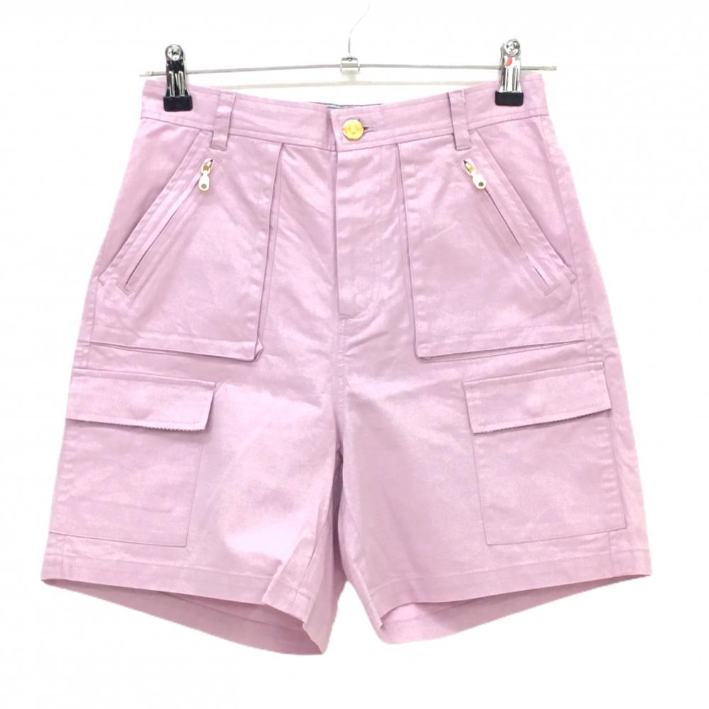 【超美品】マークアンドロナ ハーフパンツ ピンク 複数ポケット 無地 レディース M ゴルフウェア MARK＆LONA