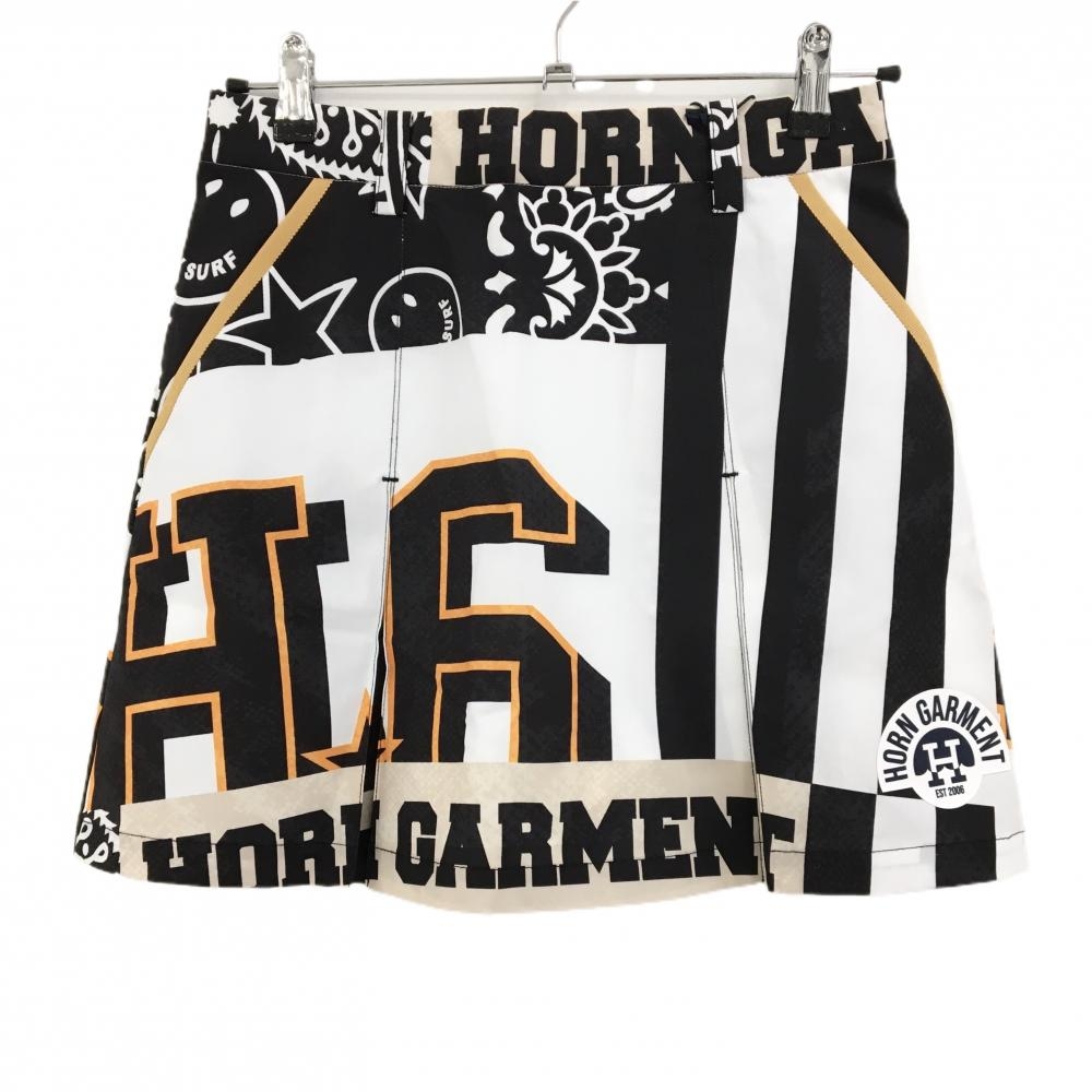 【新品】ホーンガーメント スカート 白×黒×ピンク マークアンドロナ レディース 38(M) ゴルフウェア 2023年モデル MARK＆LONA