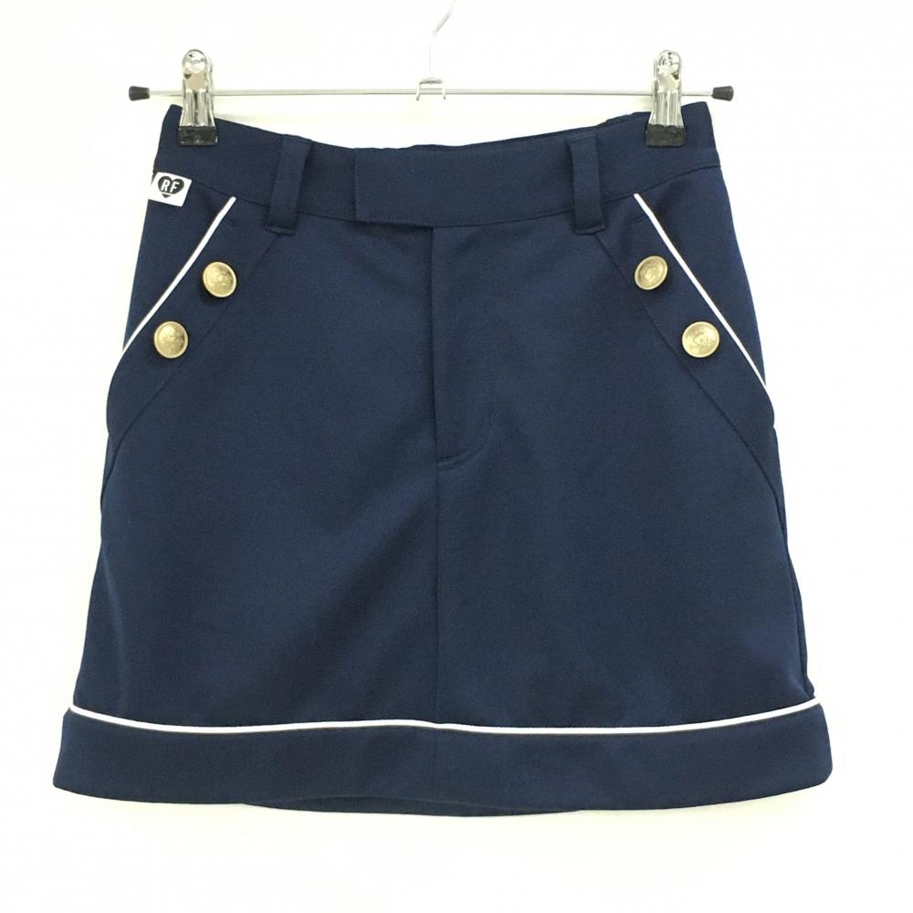 【超美品】マークアンドロナ スカート ネイビー×白 RF パイピンクライン レディース 36(S) ゴルフウェア MARK＆LONA