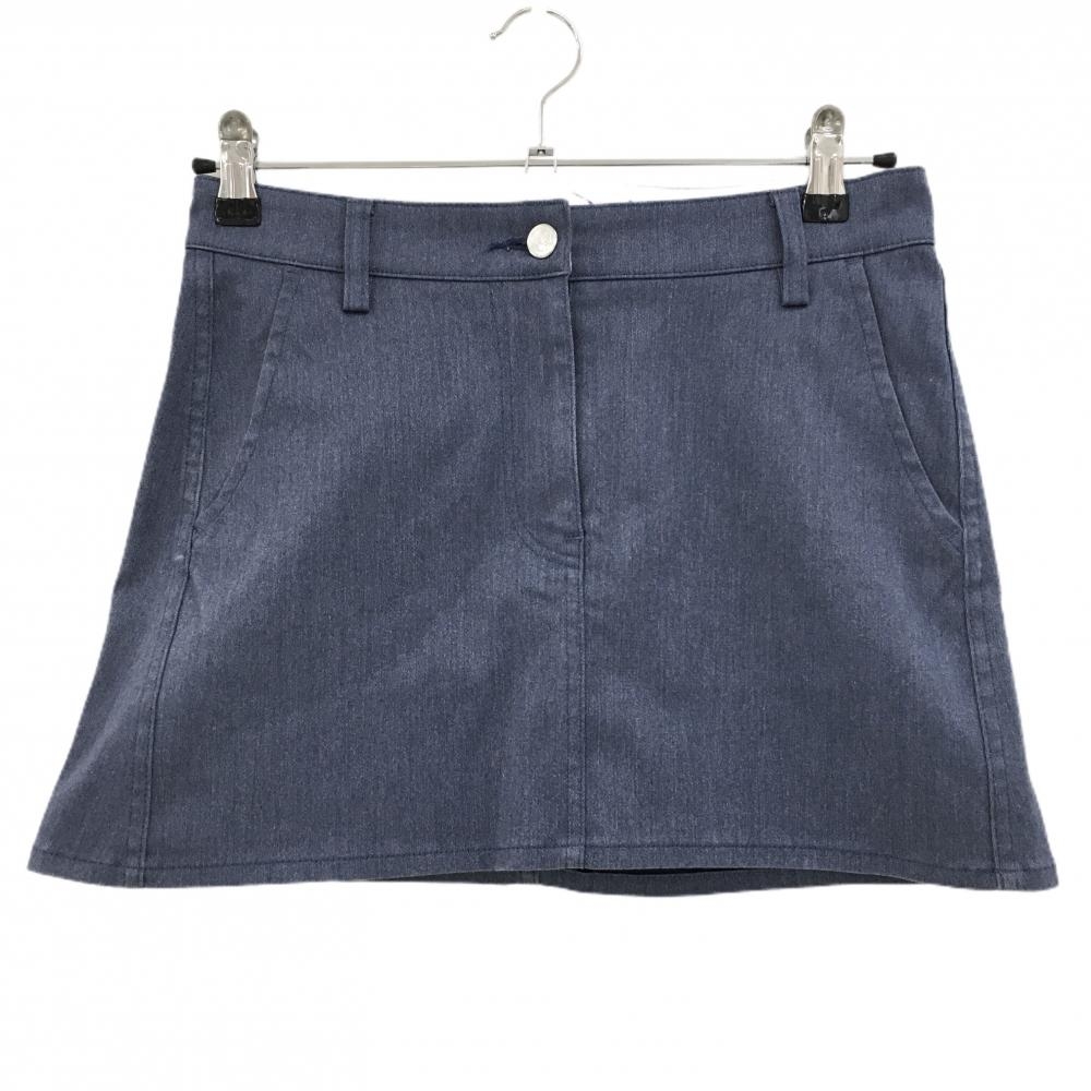 【美品】マークアンドロナ スカート 杢ネイビー ストレッチ スカル レディース S ゴルフウェア MARK＆LONA