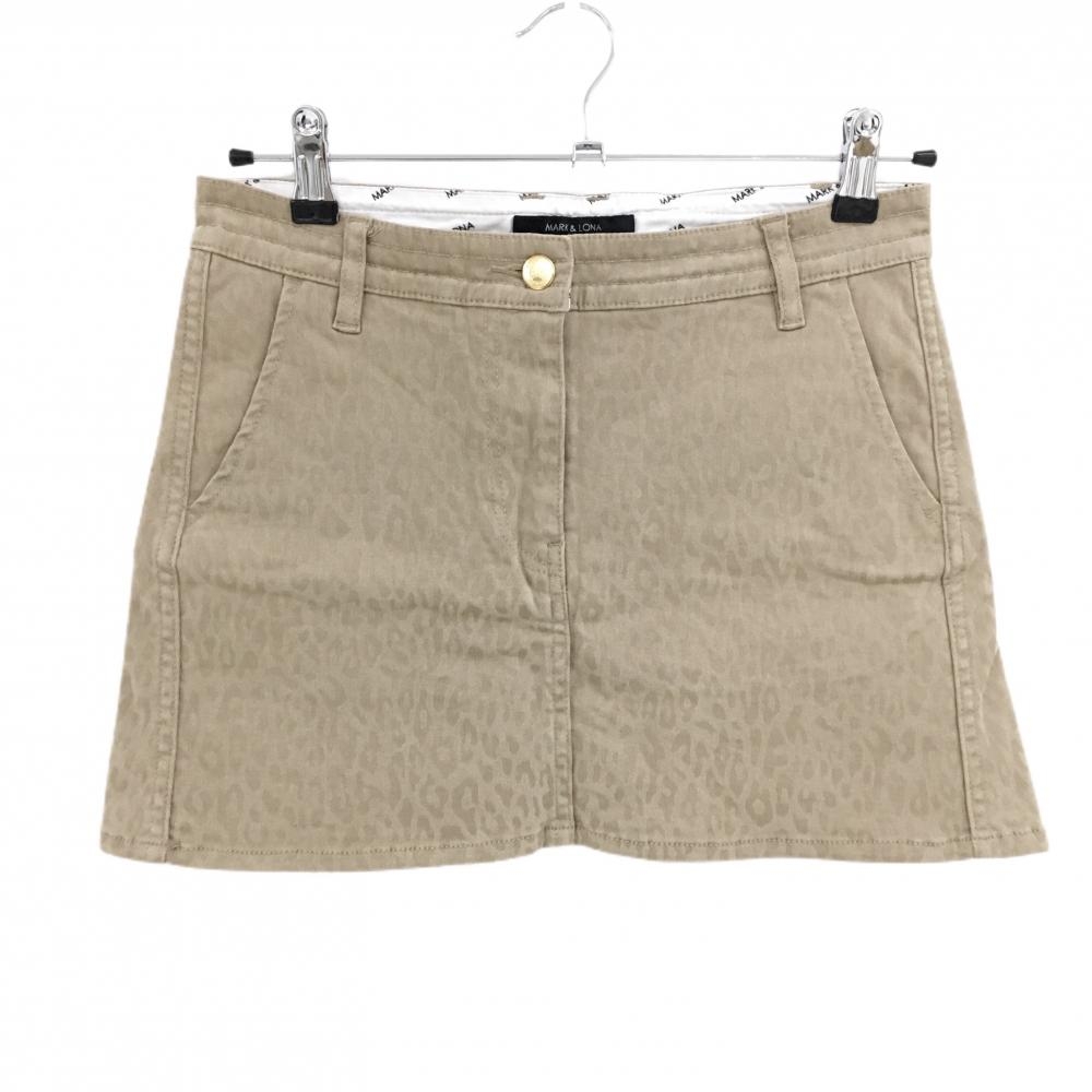 【美品】マークアンドロナ スカート ベージュ レオパード ヒョウ柄 スカル サンプル品 レディース  ゴルフウェア サンプル品 MARK＆LONA