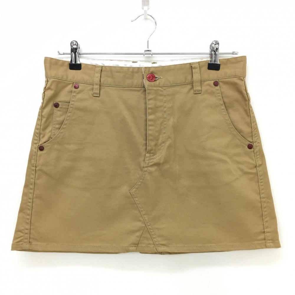 【美品】マークアンドロナ スカート ライトブラウン 無地 スカル ストレッチ レディース M ゴルフウェア MARK＆LONA