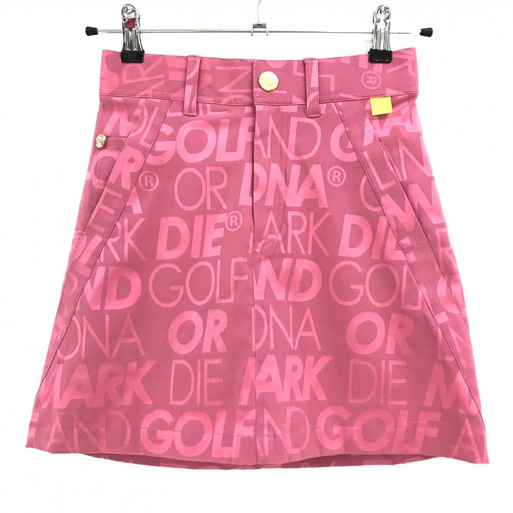 【美品】マークアンドロナ スカート ピンク ロゴ総柄地模様 ストレッチ  レディース 36(S) ゴルフウェア MARK＆LONA