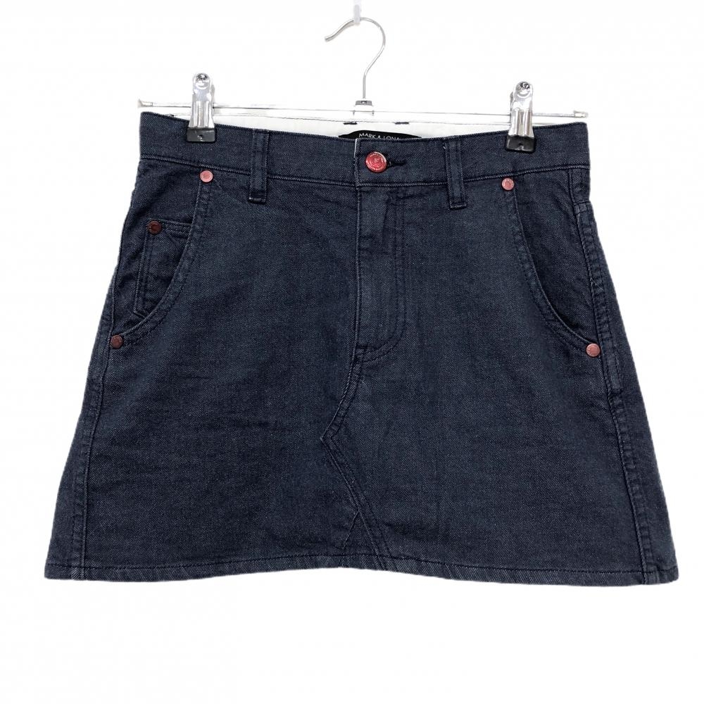 マークアンドロナ スカート ネイビー デニム スカル刺しゅう  レディース S ゴルフウェア MARK＆LONA