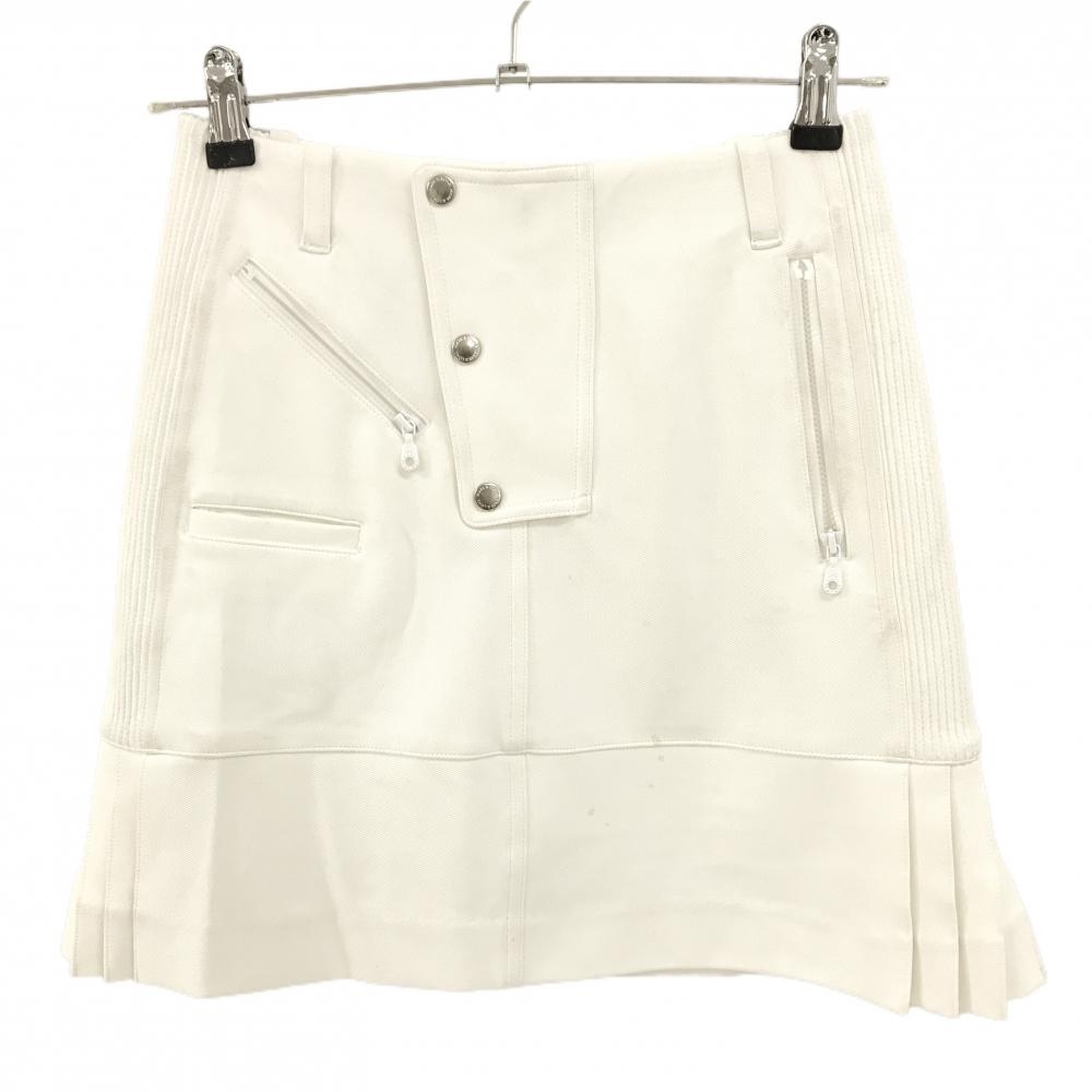マークアンドロナ ストレッチスカート 白 一部プリーツ 裏地付 レディース 36(S) ゴルフウェア MARK＆LONA