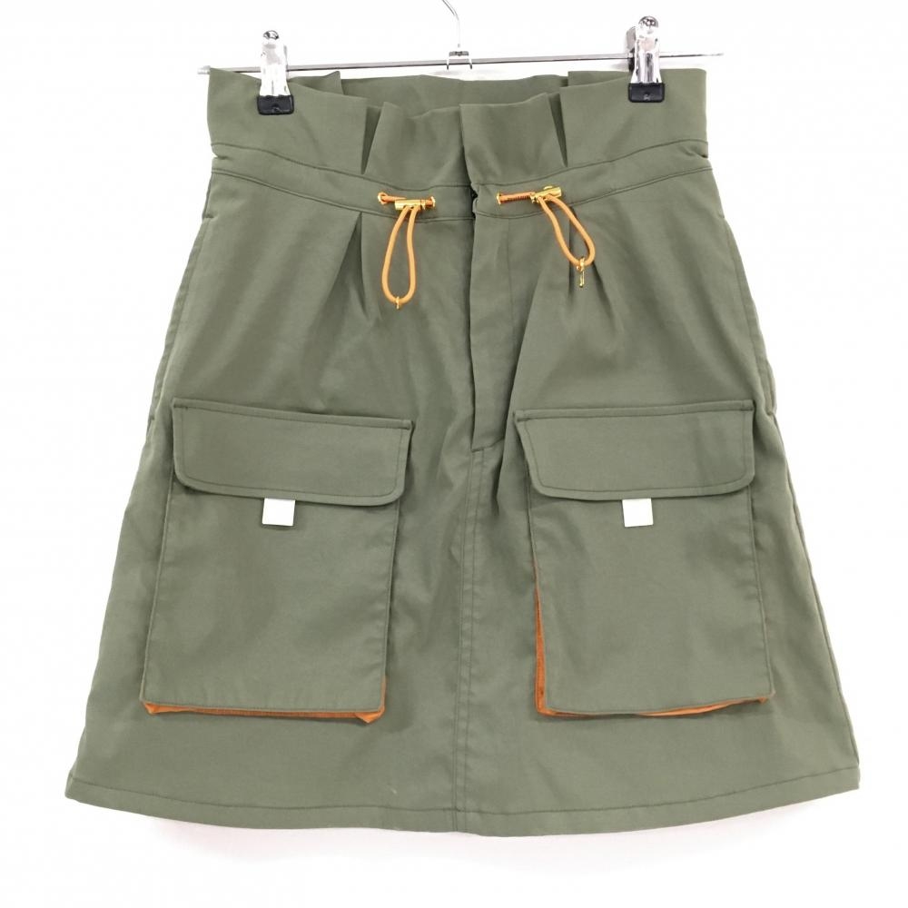 【美品】マークアンドロナ スカート カーキ×オレンジ メッシュ裏地  レディース 38(M) ゴルフウェア サンプル品 MARK＆LONA