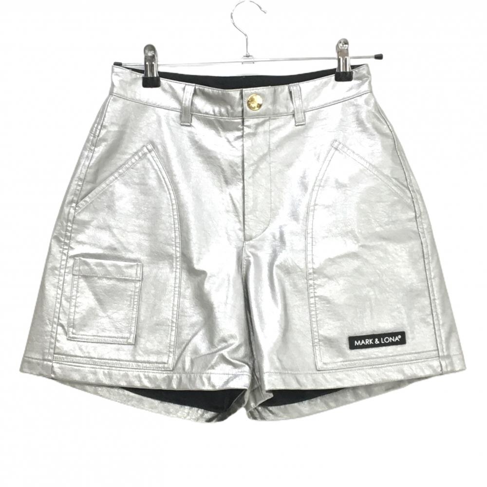 【超美品】マークアンドロナ キュロットスカート シルバー 金ボタン  レディース 38(M) ゴルフウェア MARK＆LONA