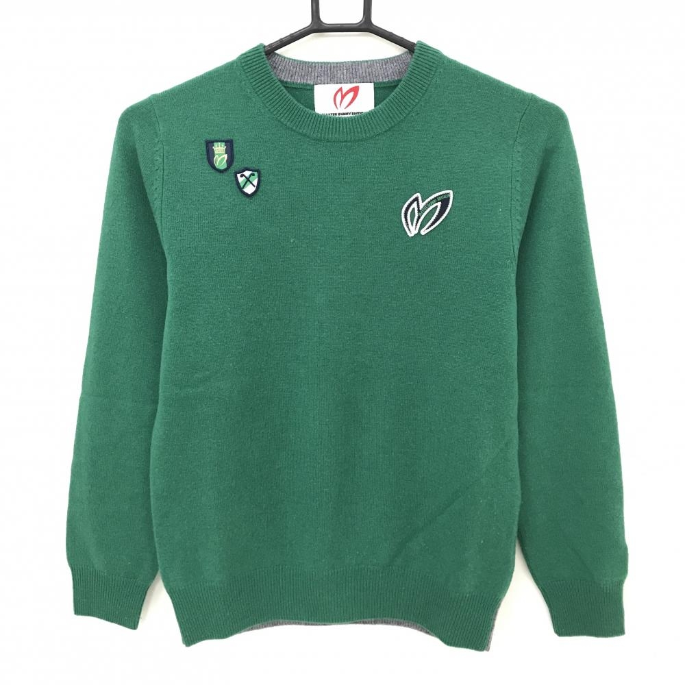 【美品】マスターバニー セーター グリーン カシミヤ100％ ニット レディース 0(S) ゴルフウェア MASTER BUNNY EDITION