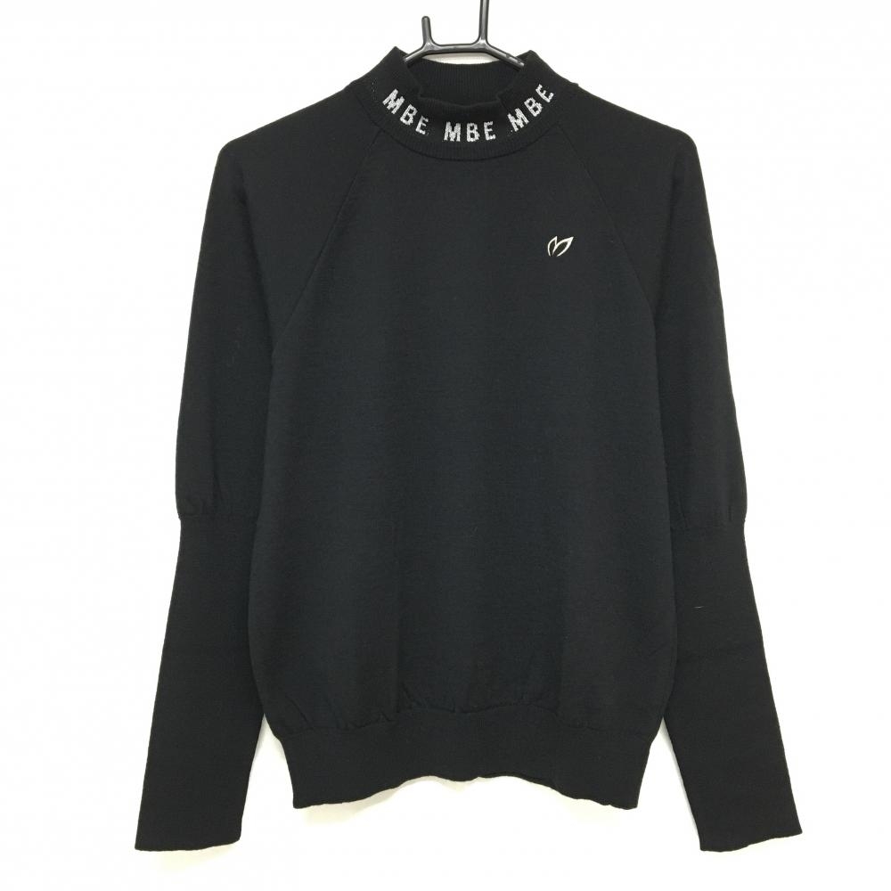 【新品】マスターバニー ハイネックセーター 黒×シルバー ネックロゴ  レディース 2(L) ゴルフウェア MASTER BUNNY EDITION
