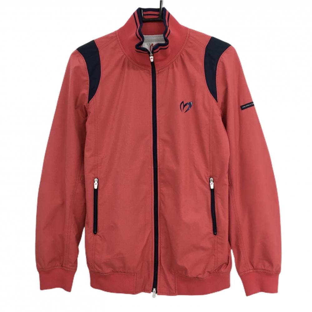 【美品】マスターバニー ジャケットブルゾン レッド×ネイビー 蓄熱裏地起毛 レディース 1(M) ゴルフウェア MASTER BUNNY EDITION