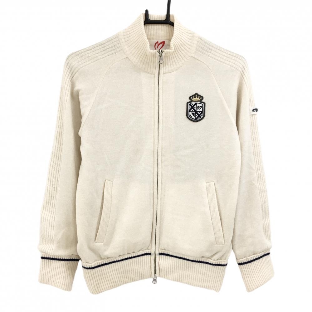 マスターバニー ジャケット アイボリー×ネイビー ダブルジップ 裏地付き ウール100％ レディース 0(S) ゴルフウェア MASTER BUNNY EDITION