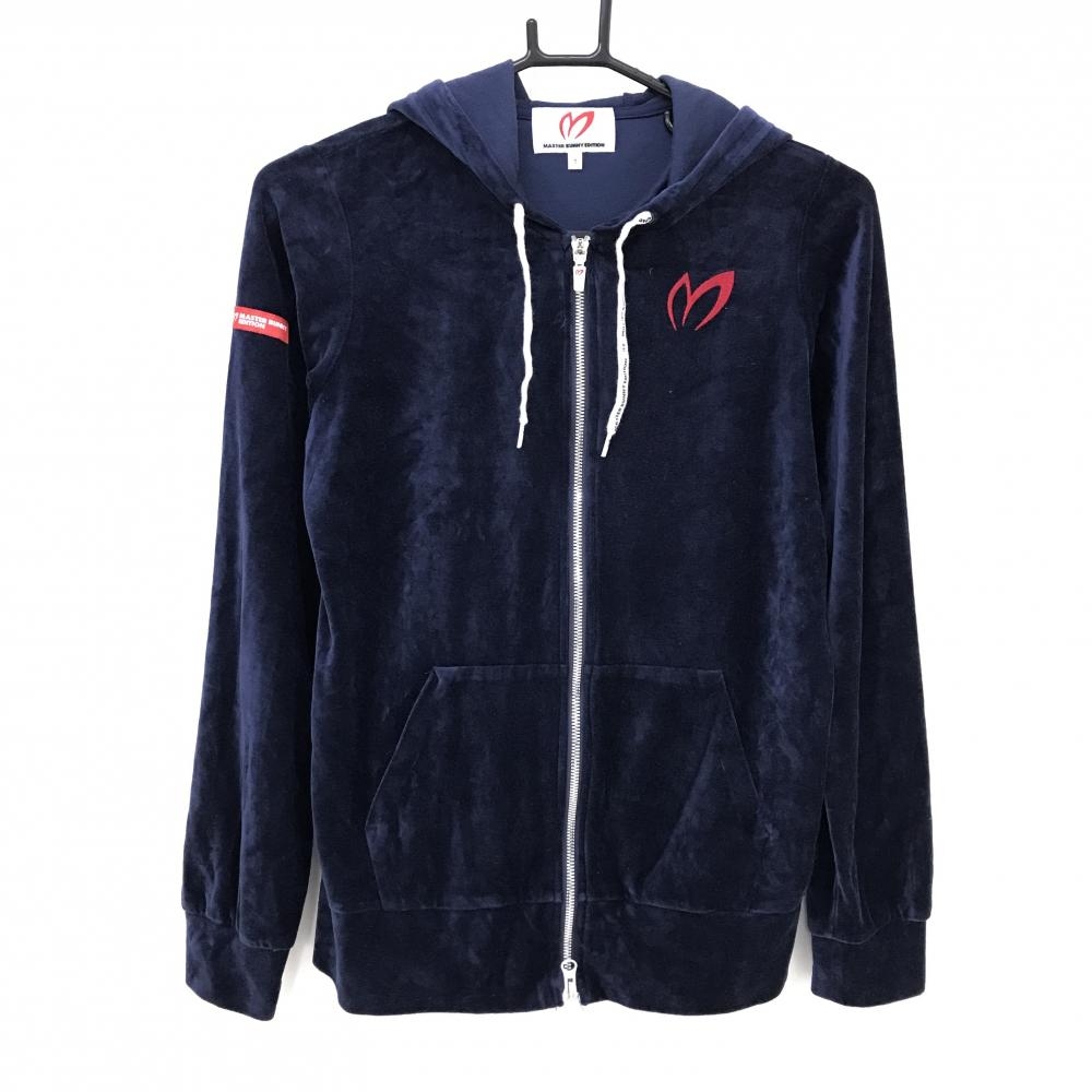【美品】マスターバニー ジップパーカー ネイビー×レッド ベロア調 ダブルジップ  レディース 1(M) ゴルフウェア MASTER BUNNY EDITION