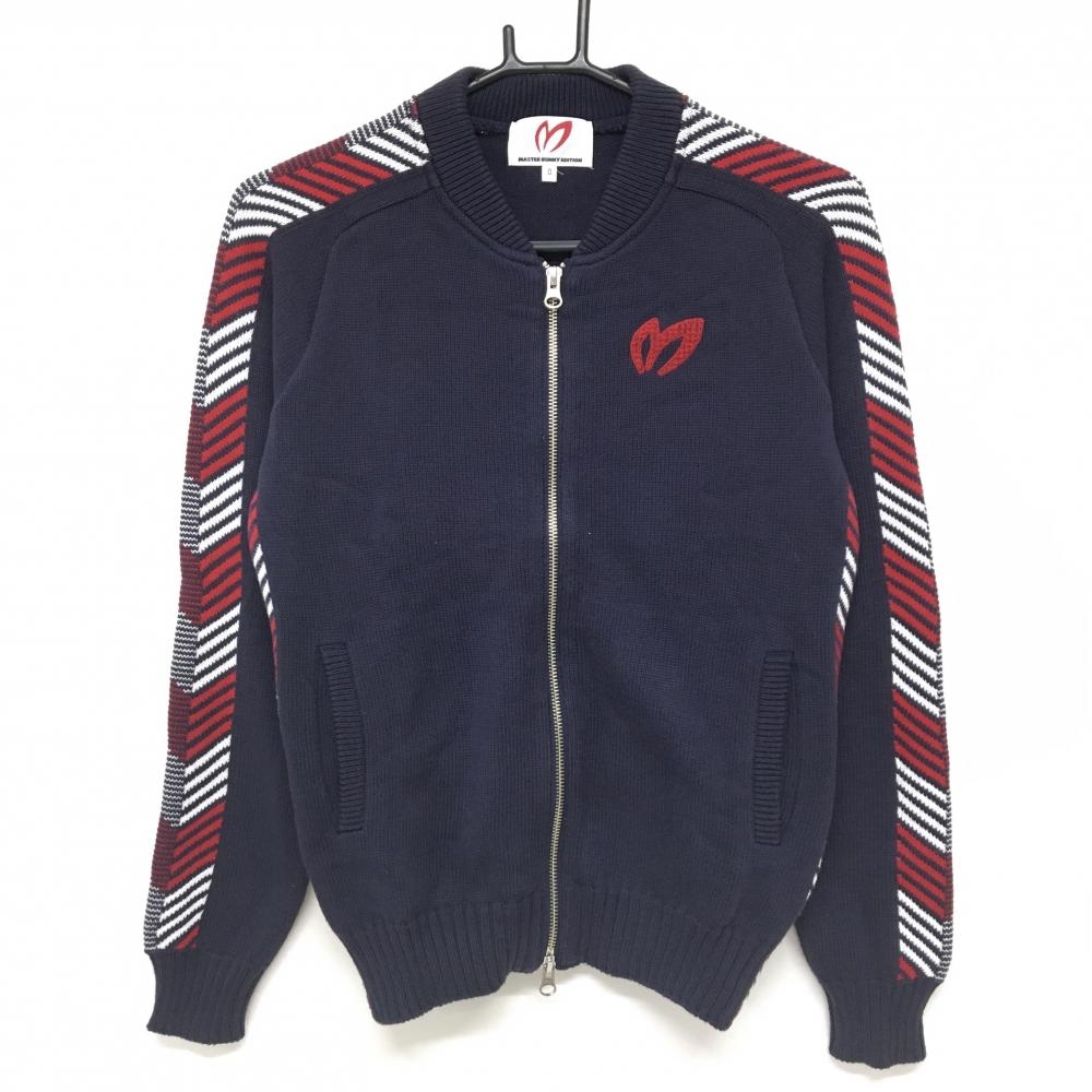 マスターバニー ニットジャケット ネイビー×レッド レディース 0(S) ゴルフウェア MASTER BUNNY EDITION