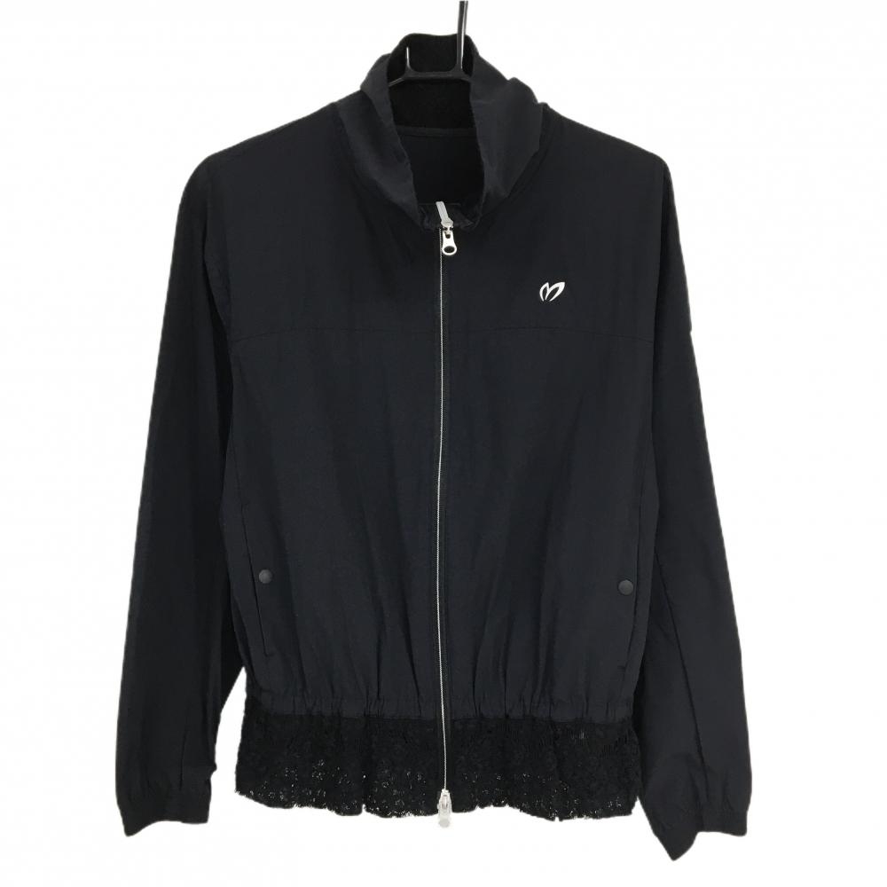 【超美品】マスターバニー ナイロンジャケット 黒 裾・ネック内側レース  レディース 1(M) ゴルフウェア MASTER BUNNY EDITION