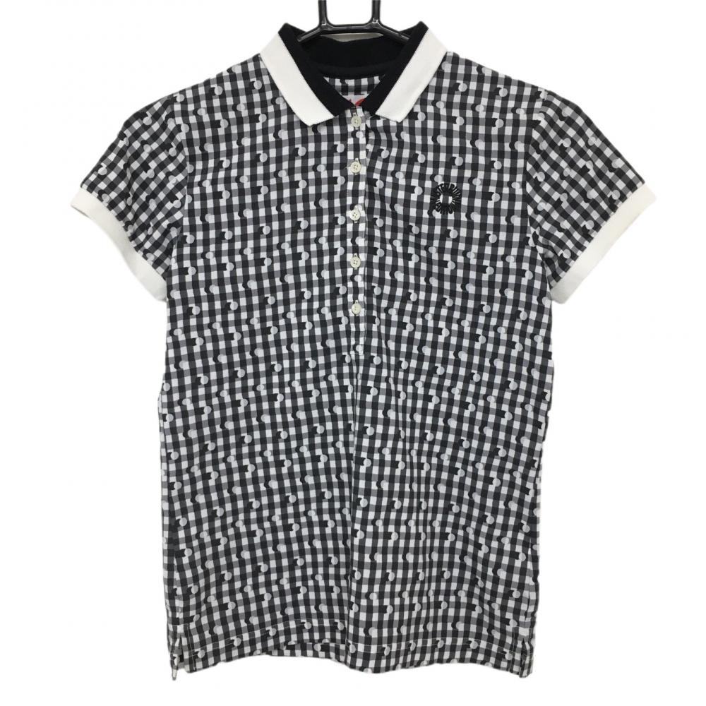 マスターバニー 半袖ポロシャツ 黒×白 チェック ドット  レディース 0(S) ゴルフウェア MASTER BUNNY EDITION