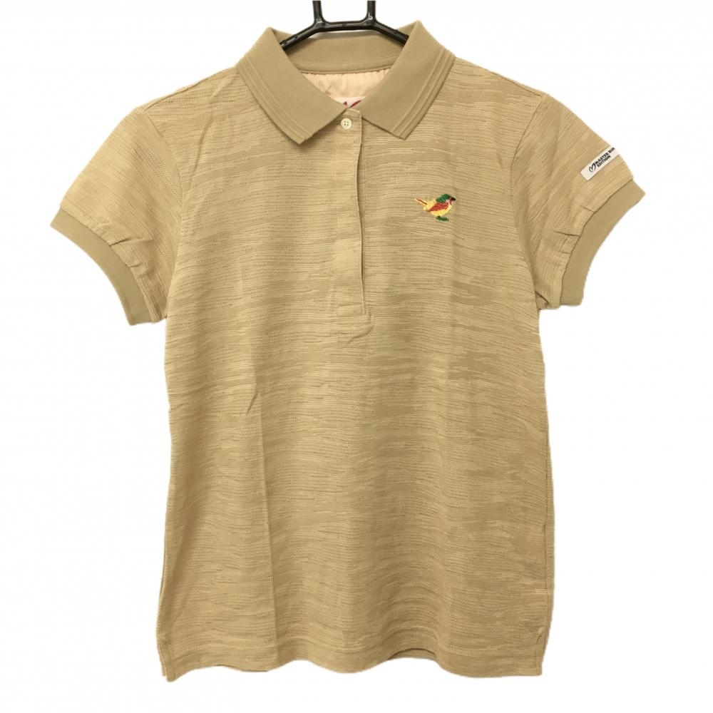 【新品】マスターバニー 半袖ポロシャツ ベージュ 地模様 刺しゅう  レディース 0(S) ゴルフウェア MASTER BUNNY EDITION