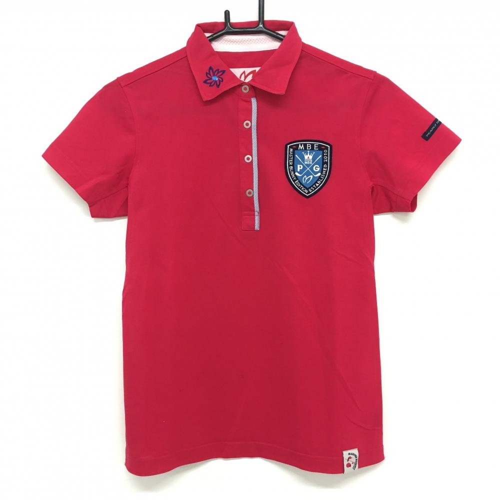 マスターバニー 半袖ポロシャツ レッド×ネイビー ワッペン 前立てボーダー レディース 1(M) ゴルフウェア MASTER BUNNY EDITION