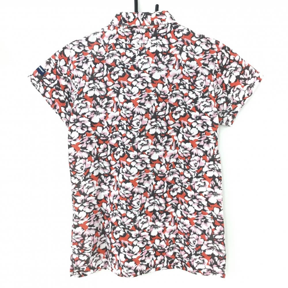 【はこぽす対応商品】 超美品】マスターバニー 半袖ポロシャツ 花柄 オレンジ×ピンク パーリーゲイツ