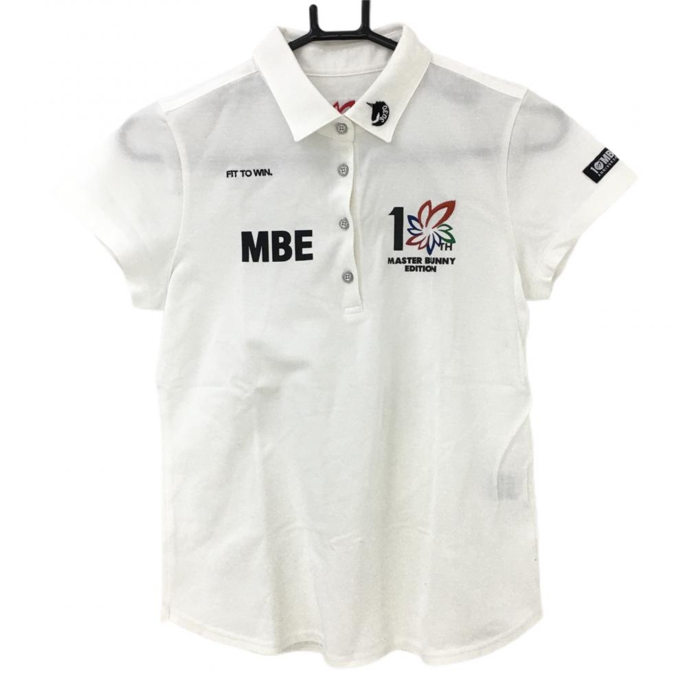 【超美品】マスターバニー 半袖ポロシャツ 白×黒 10周年 レディース 0(S) ゴルフウェア MASTER BUNNY EDITION