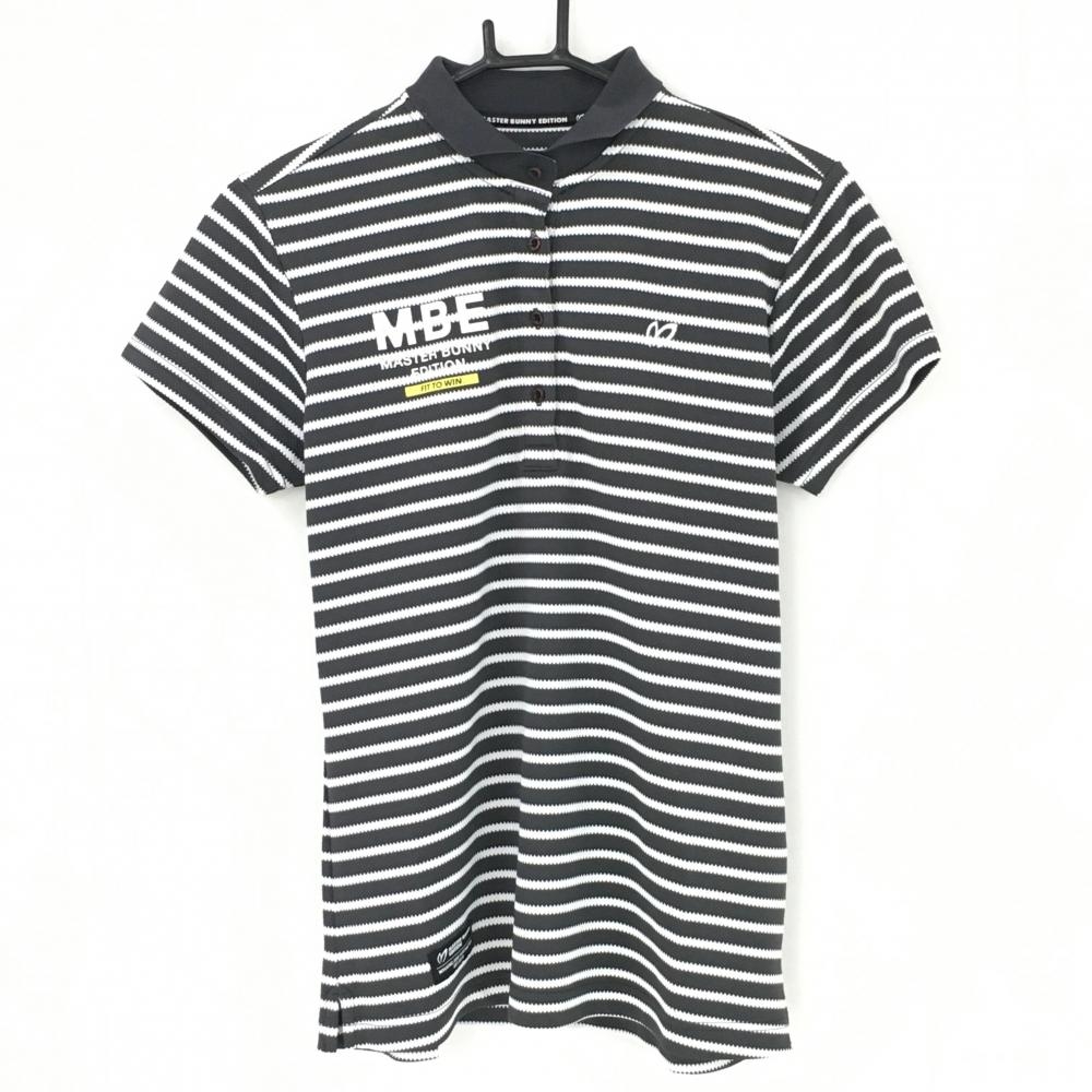 マスターバニー 半袖ポロシャツ ダークグレー×白 ボーダー 織生地  レディース 1(M) ゴルフウェア MASTER BUNNY EDITION