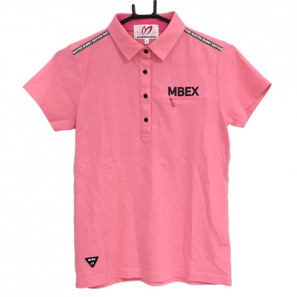 【超美品】マスターバニー 半袖ポロシャツ ピンク×黒 サイドロゴライン  レディース 0(S) ゴルフウェア MASTER BUNNY EDITION