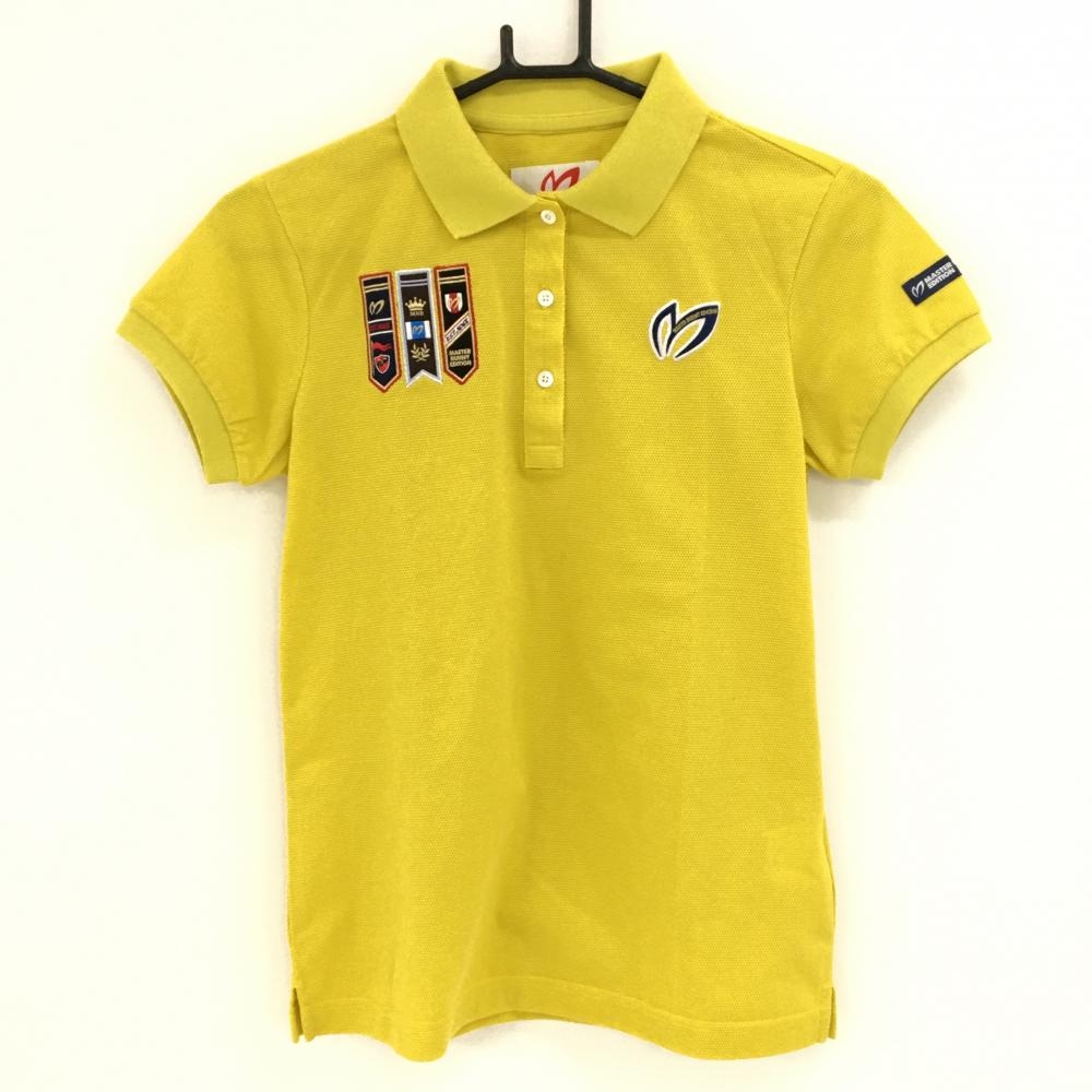 【超美品】マスターバニー 半袖ポロシャツ マスタードイエロー×ネイビー レディース 0(S) ゴルフウェア MASTER BUNNY EDITION