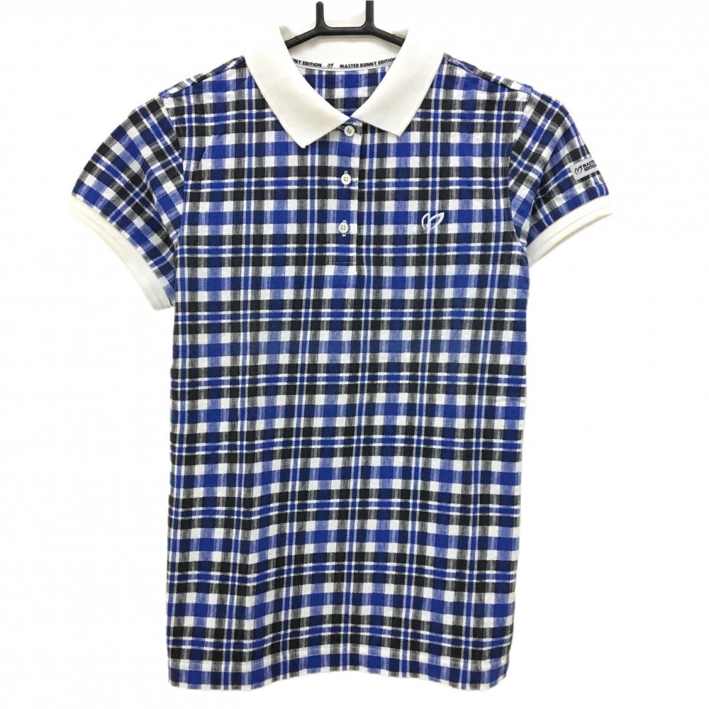 マスターバニー 半袖ポロシャツ ブルー×黒 チェック レディース 1(M) ゴルフウェア MASTER BUNNY EDITION