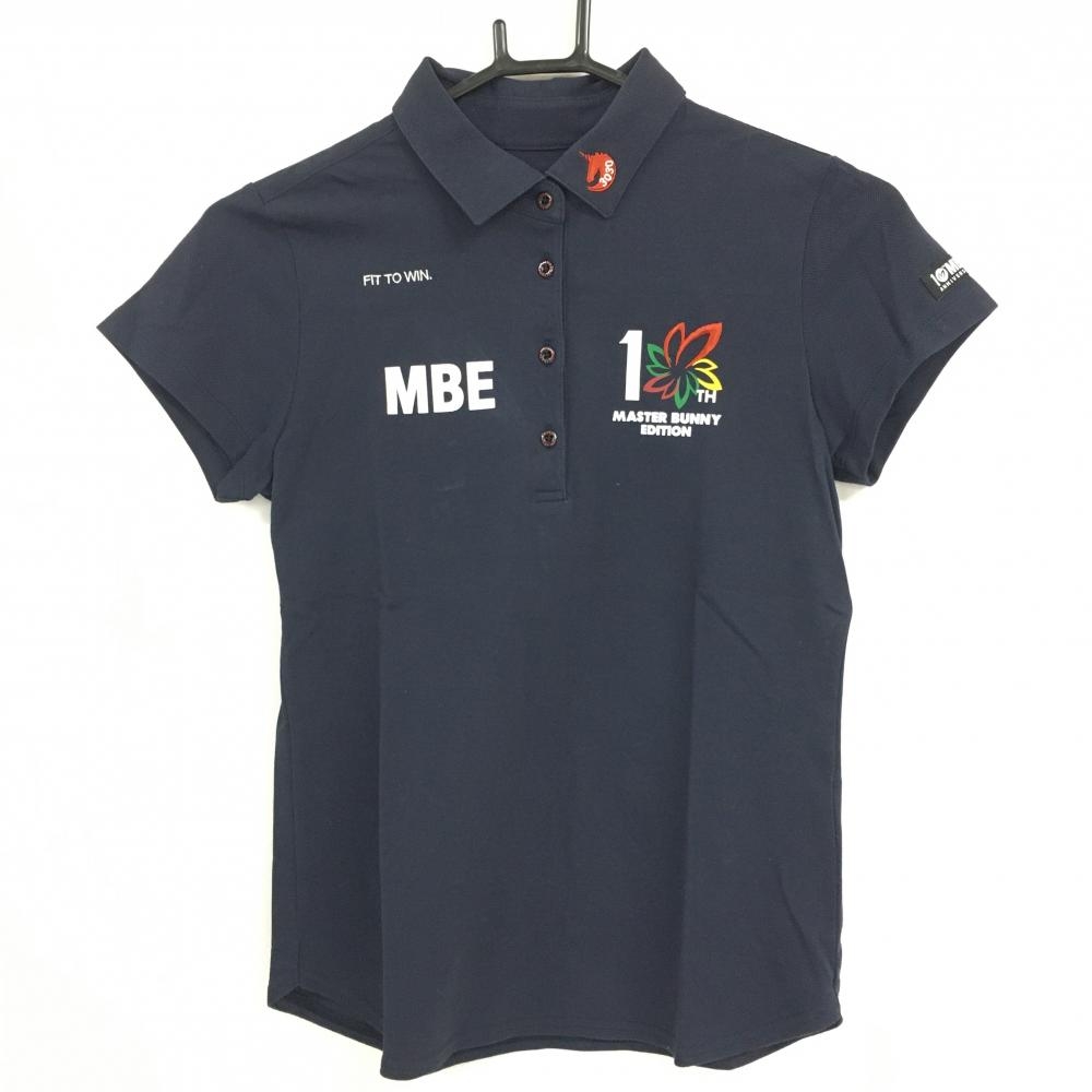 マスターバニー 半袖ポロシャツ ネイビー×白 10周年 レディース 0(S) ゴルフウェア MASTER BUNNY EDITION
