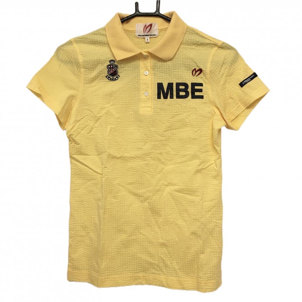 マスターバニー 半袖ポロシャツ イエロー×ネイビー サッカー生地 バックロゴ  レディース 0(S) ゴルフウェア MASTER BUNNY EDITION