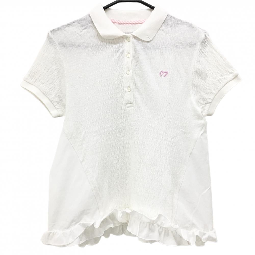 マスターバニー 半袖ポロシャツ 白 サイド切替 裾フリル レディース 1(M) ゴルフウェア MASTER BUNNY EDITION
