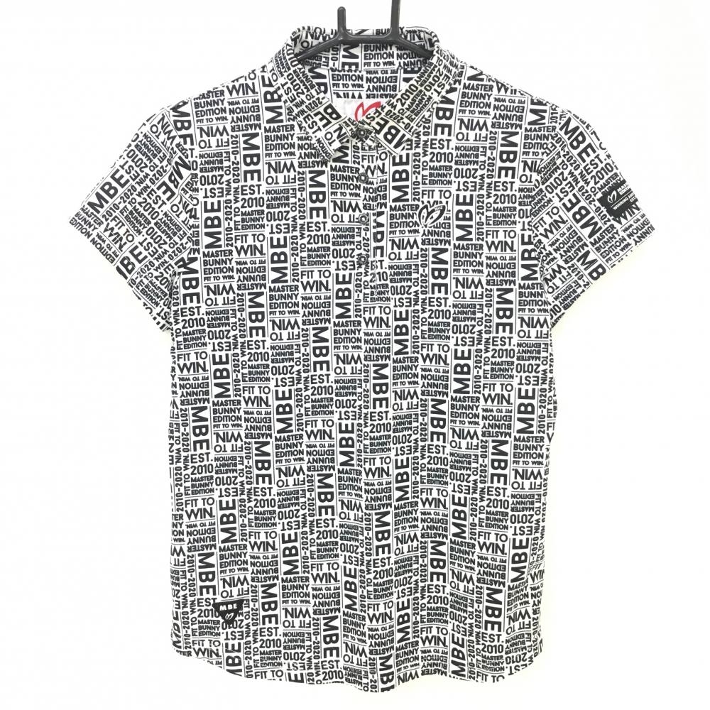 マスターバニー 半袖ポロシャツ 白×黒 ロゴ総柄  レディース 0(S) ゴルフウェア MASTER BUNNY EDITION