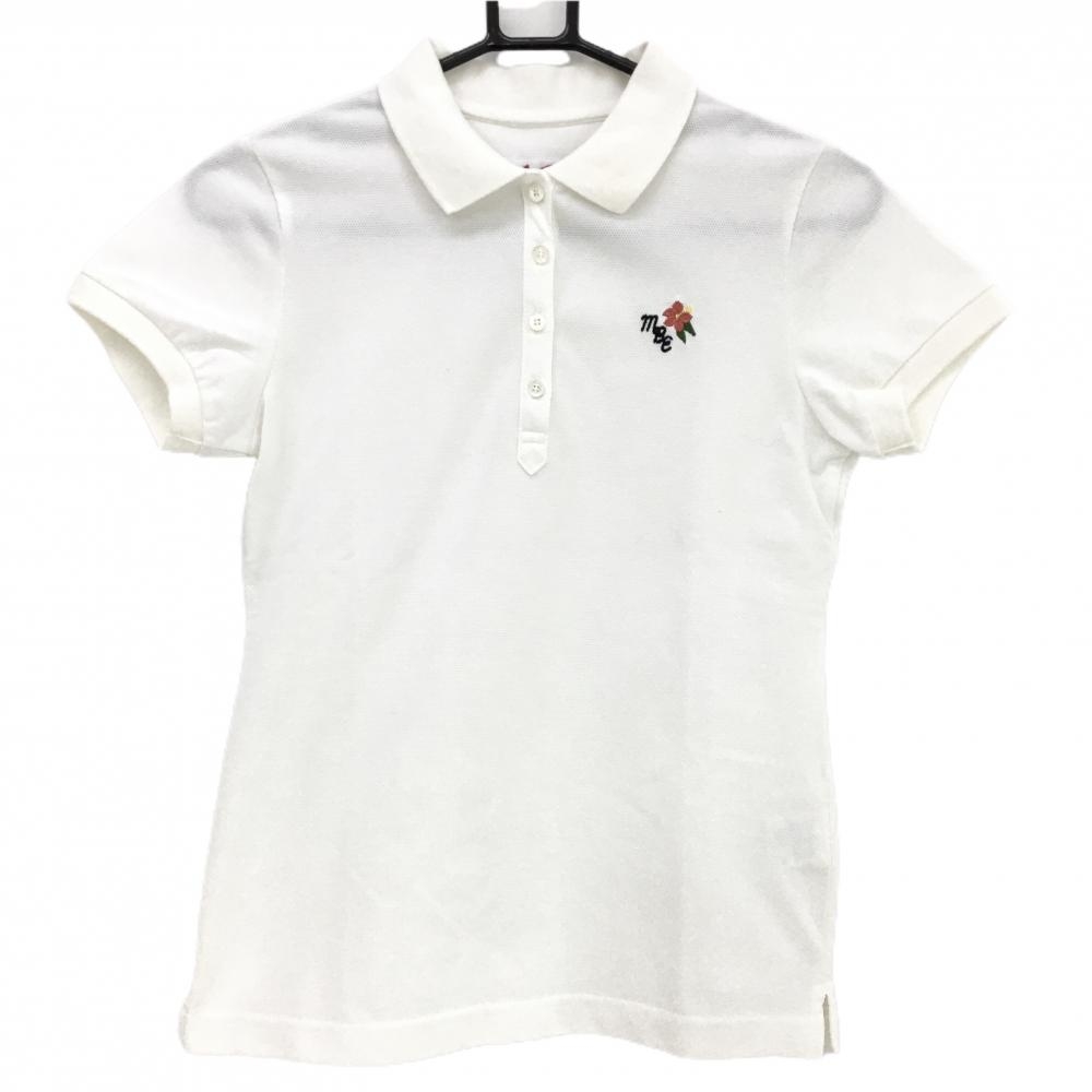 マスターバニー 半袖ポロシャツ 白 花刺しゅう コットン混  レディース 0(S) ゴルフウェア MASTER BUNNY EDITION
