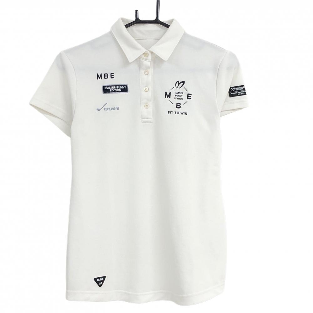 マスターバニー 半袖ポロシャツ 白×ダークネイビー 胸元ロゴ  レディース 1(M) ゴルフウェア MASTER BUNNY EDITION