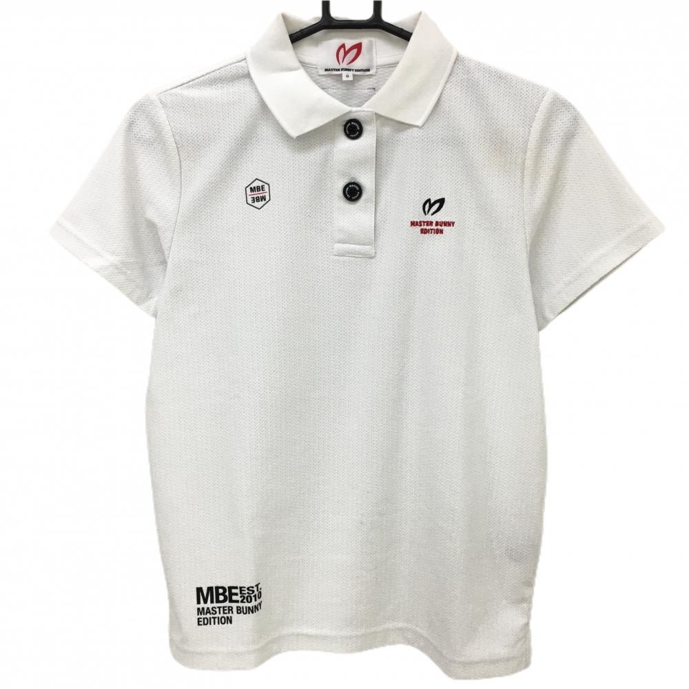 マスターバニー 半袖ポロシャツ 白 織生地 バックプリント レディース 0(S) ゴルフウェア 2024年モデル MASTER BUNNY EDITION