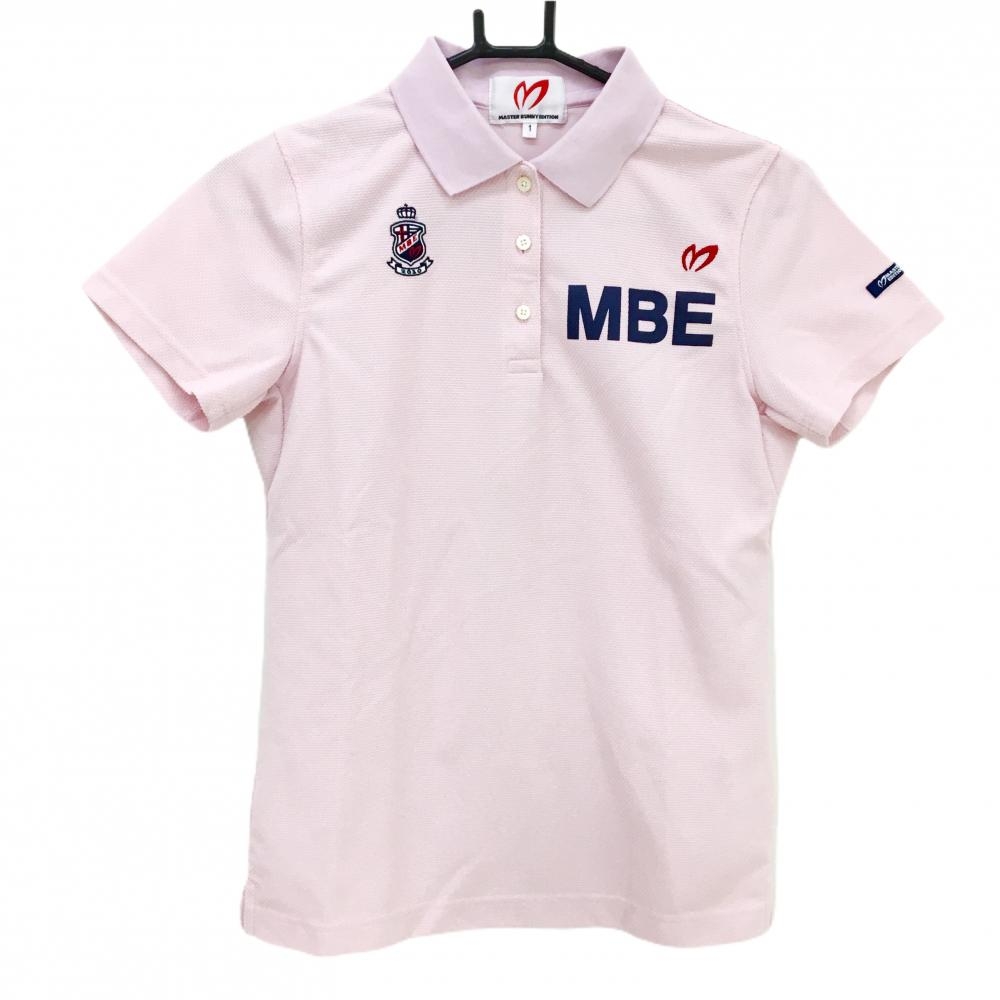 マスターバニー 半袖ポロシャツ ピンク×ネイビー バックロゴ 織生地 複数糸引き レディース 1(M) ゴルフウェア MASTER BUNNY EDITION