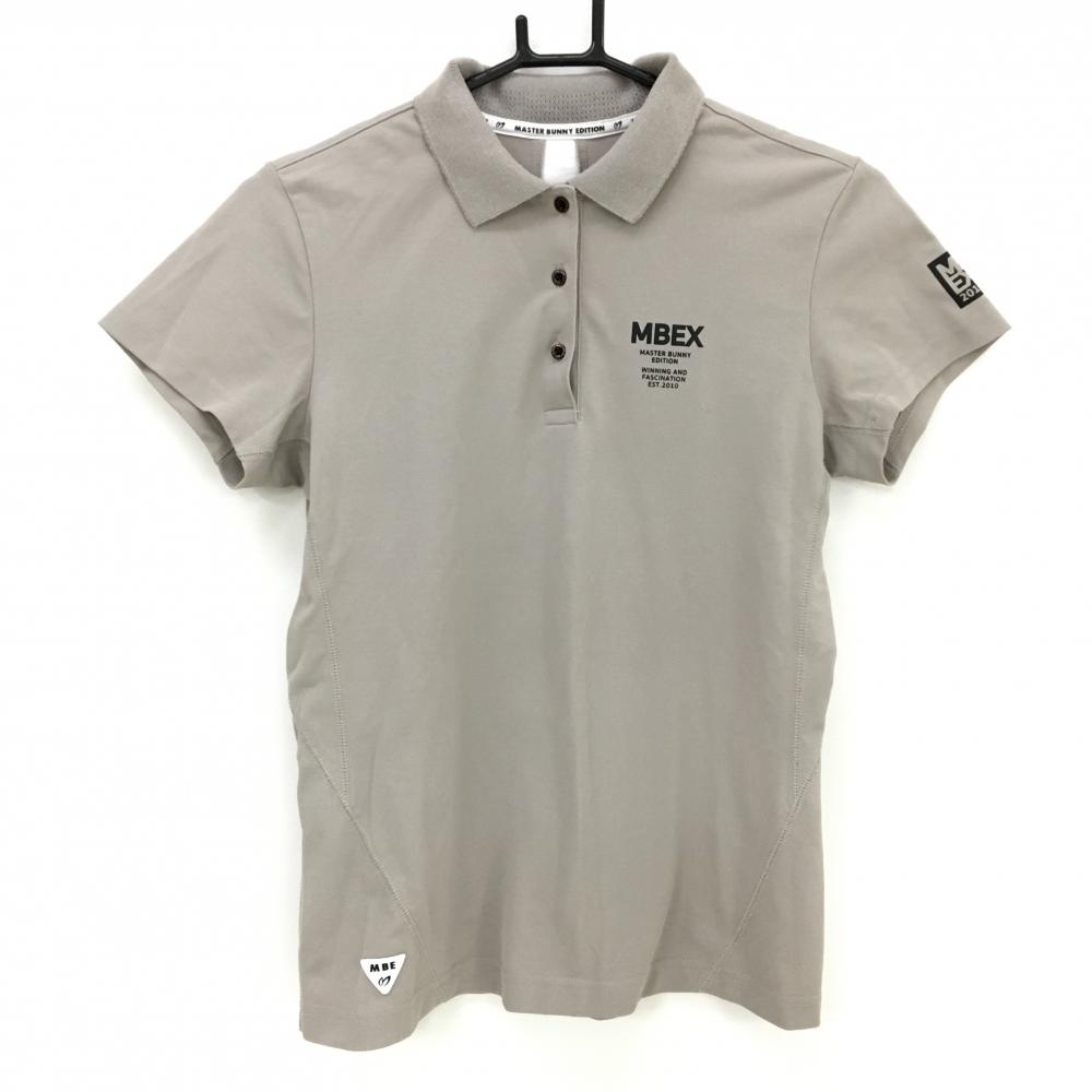 マスターバニー 半袖ポロシャツ グレージュ 背面ロゴライ 襟一部メッシュ編み レディース 1(M) ゴルフウェア MASTER BUNNY EDITION