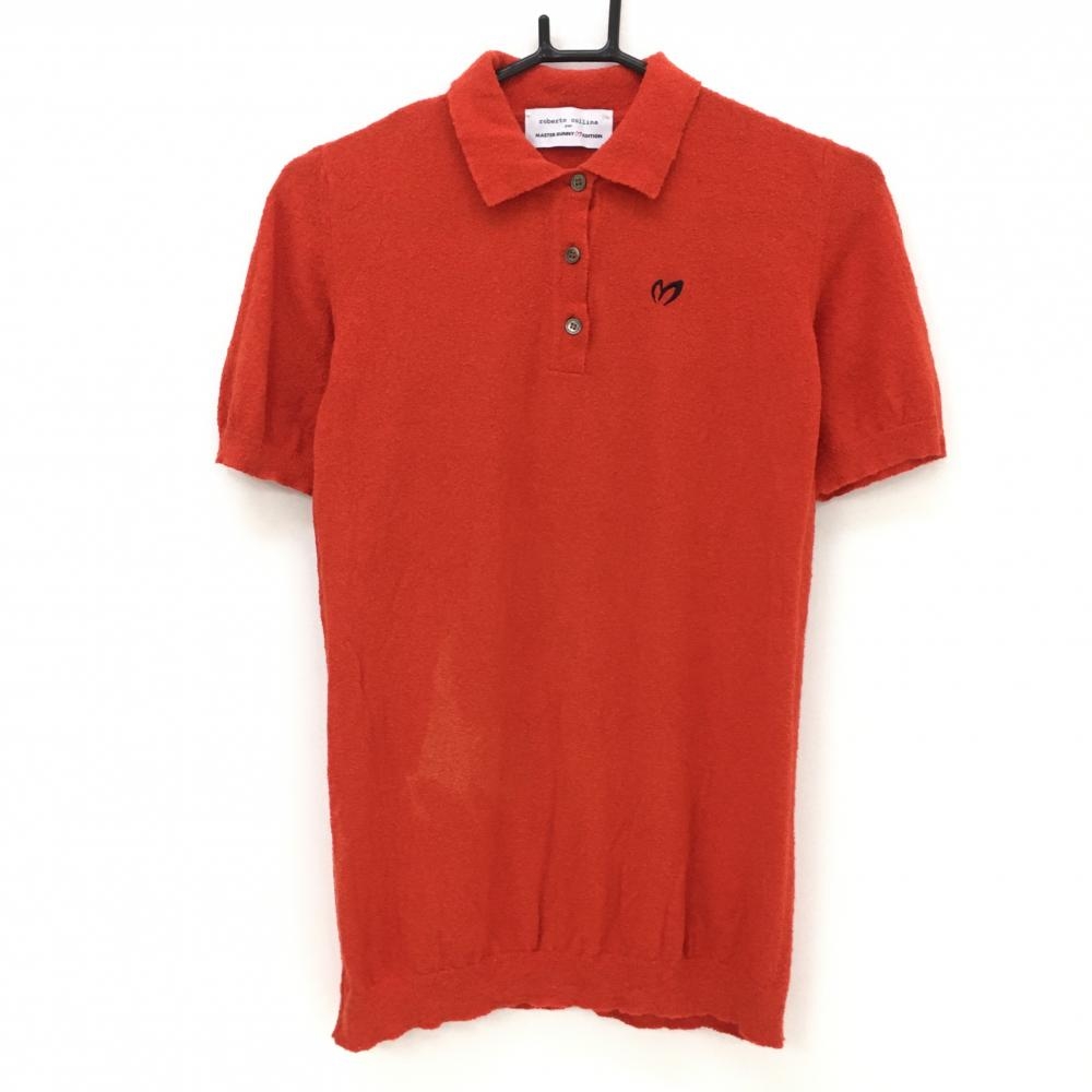 マスターバニー×ロベルトコリーナ 半袖ポロシャツ オレンジ系×ネイビー 胸ロゴ レディース 1(M) ゴルフウェア MASTER BUNNY EDITION