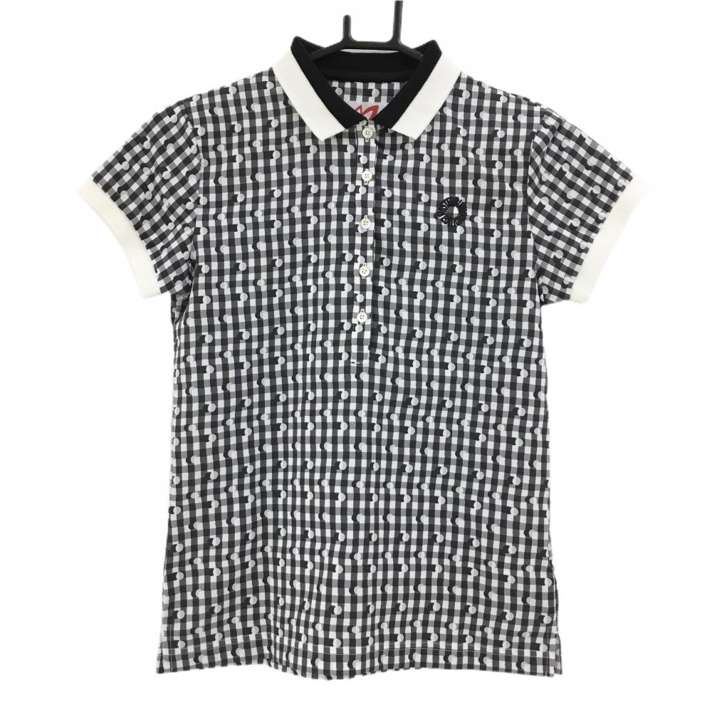 【超美品】マスターバニー 半袖ポロシャツ 白×黒 チェック ドット  レディース 0(S) ゴルフウェア MASTER BUNNY EDITION