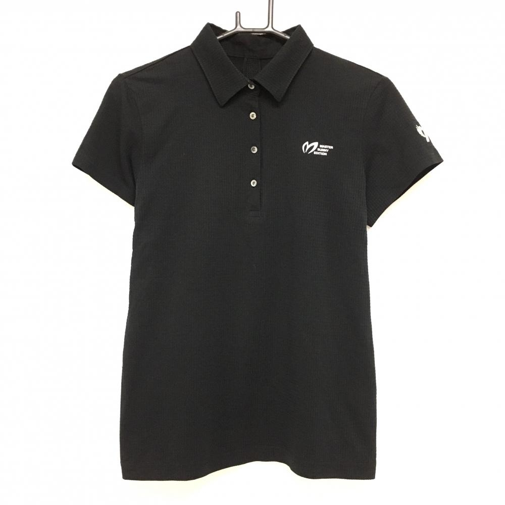 マスターバニー 半袖ポロシャツ 黒 織生地 ロゴシルバー レディース 2(L) ゴルフウェア MASTER BUNNY EDITION