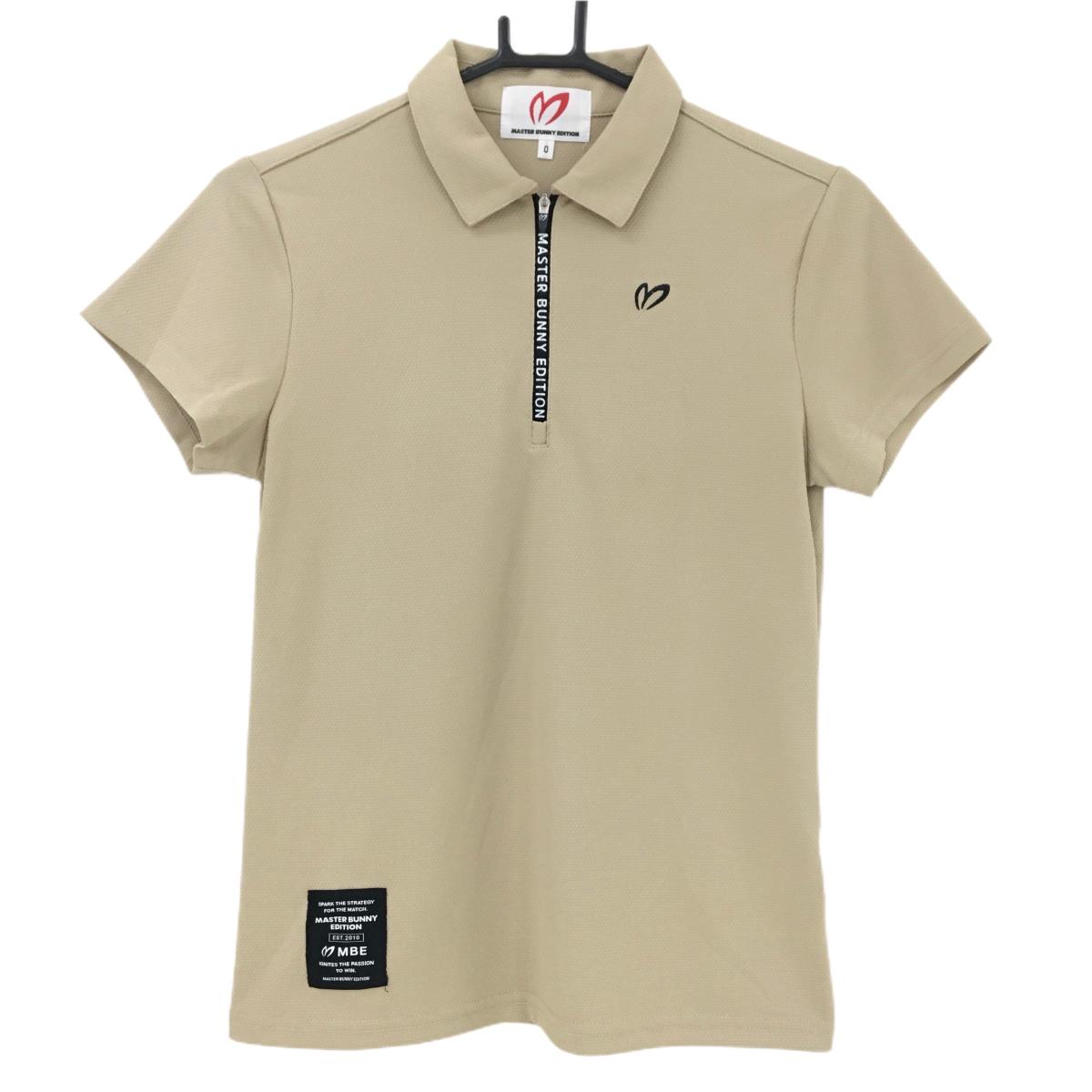 【超美品】マスターバニー 半袖ポロシャツ ベージュ ハーフジップ ロゴ レディース 0(S) ゴルフウェア 2023年モデル MASTER BUNNY EDITION