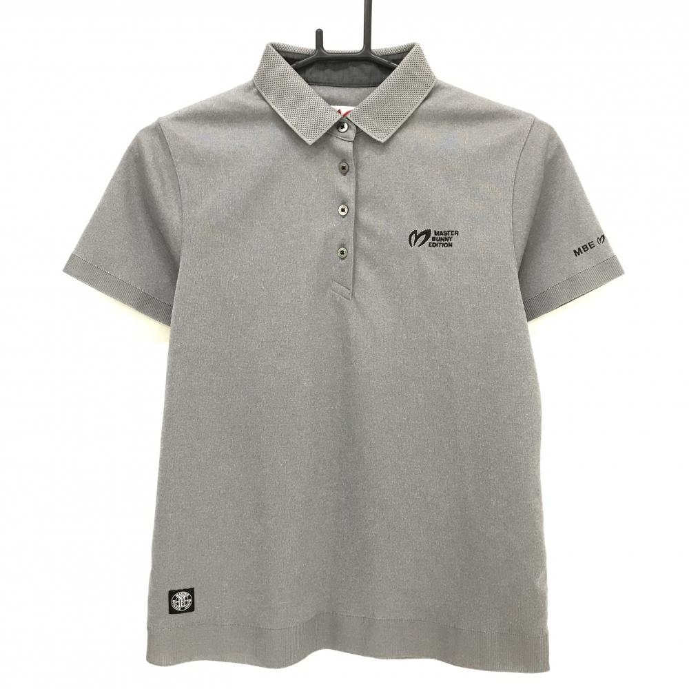 【超美品】マスターバニー 半袖ポロシャツ 杢グレー×黒 ロゴ刺しゅう  レディース 1(M) ゴルフウェア 2024年モデル MASTER BUNNY EDITION