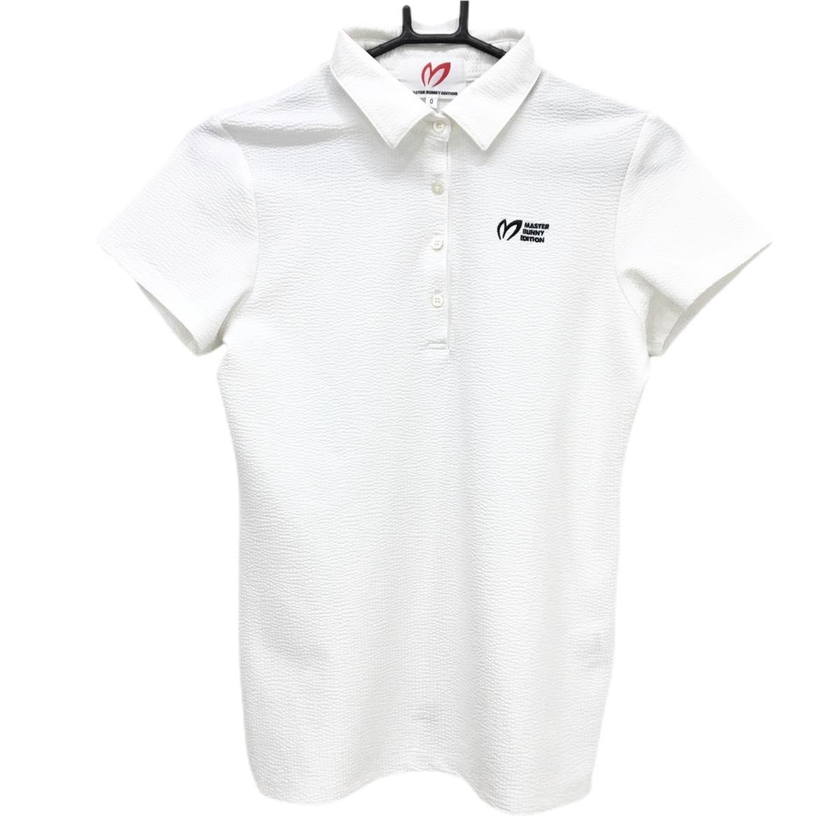 【美品】マスターバニー 半袖ポロシャツ 白 サッカー生地 ロゴ刺しゅう  レディース 0(S) ゴルフウェア MASTER BUNNY EDITION