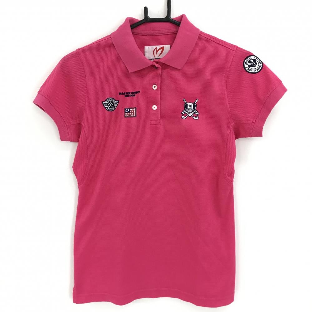 マスターバニー 半袖ポロシャツ ピンク×ネイビー 複数ワッペン レディース 1(M) ゴルフウェア MASTER BUNNY EDITION