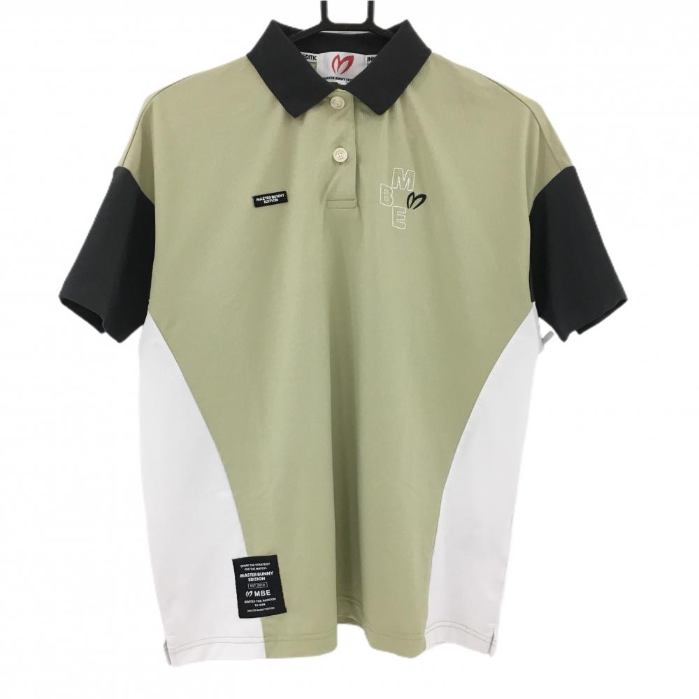 【超美品】マスターバニー 半袖ポロシャツ ライトカーキ×ダークグレー レディース 1(M) ゴルフウェア 2025年モデル MASTER BUNNY EDITION