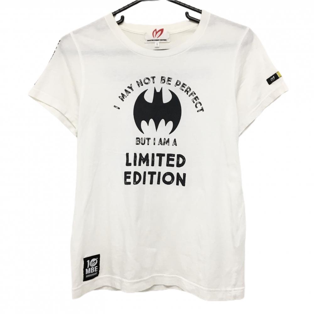 【美品】マスターバニー×BATMAN Tシャツ 白×黒 フロントロゴ 10周年 レディース 1 ゴルフウェア サンプル品 MASTER BUNNY EDITION