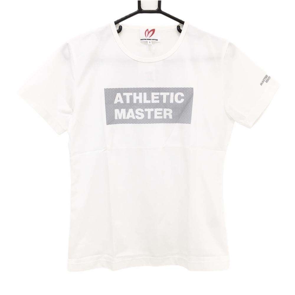 【新品】マスターバニー Tシャツ 白系×シルバー ロゴ  レディース 2(L) ゴルフウェア MASTER BUNNY EDITION