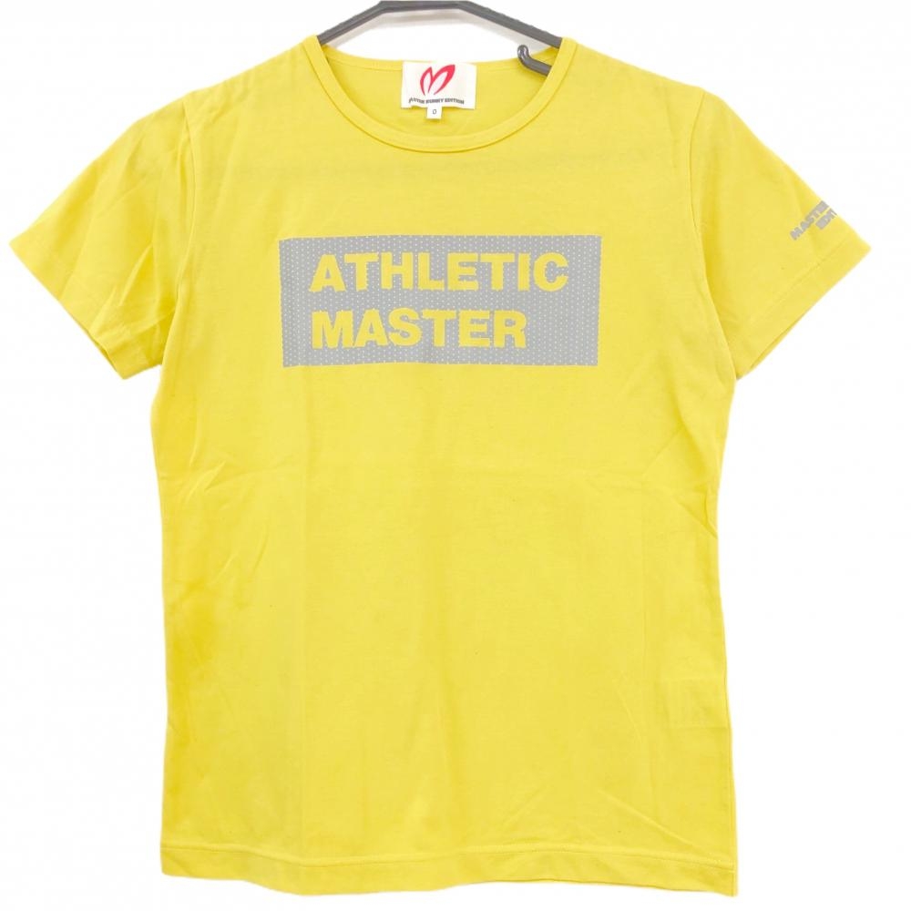 【美品】マスターバニー Tシャツ イエロー系×グレー フロントロゴ レディース 0(S) ゴルフウェア MASTER BUNNY EDITION