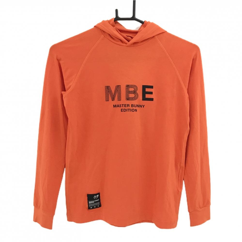 【新品】マスターバニー フード付き長袖Ｔシャツ オレンジ×黒 フロントロゴ レディース 0(S) ゴルフウェア MASTER BUNNY EDITION