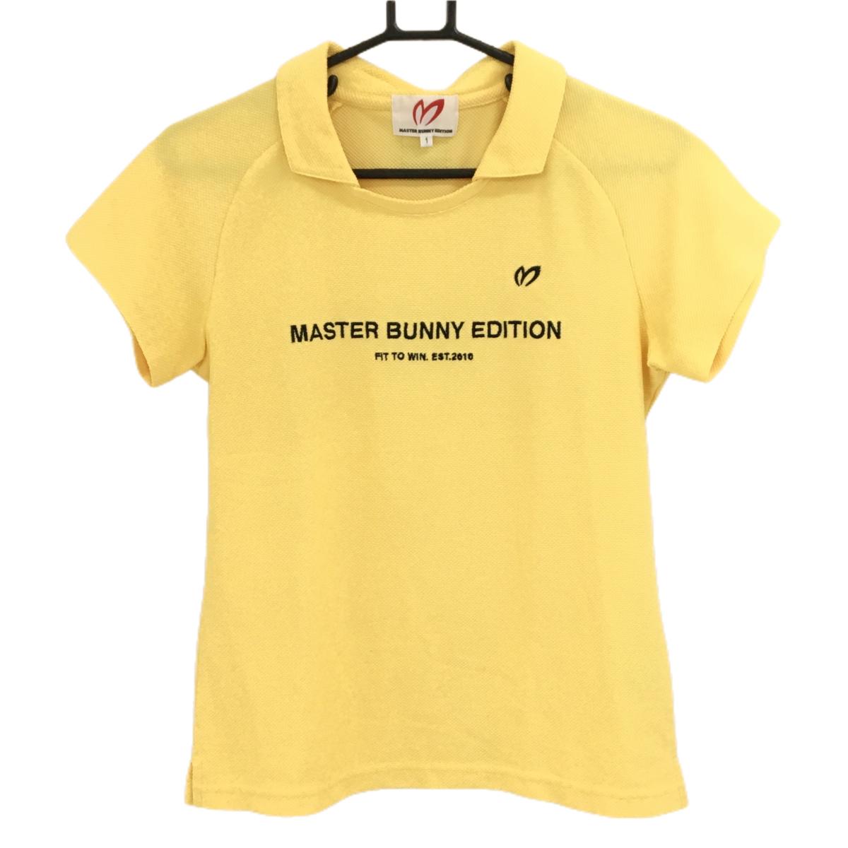 【超美品】マスターバニー 襟付き半袖シャツ イエロー×黒 ロゴ刺しゅう レディース 1(M) ゴルフウェア 2022年モデル MASTER BUNNY EDITION